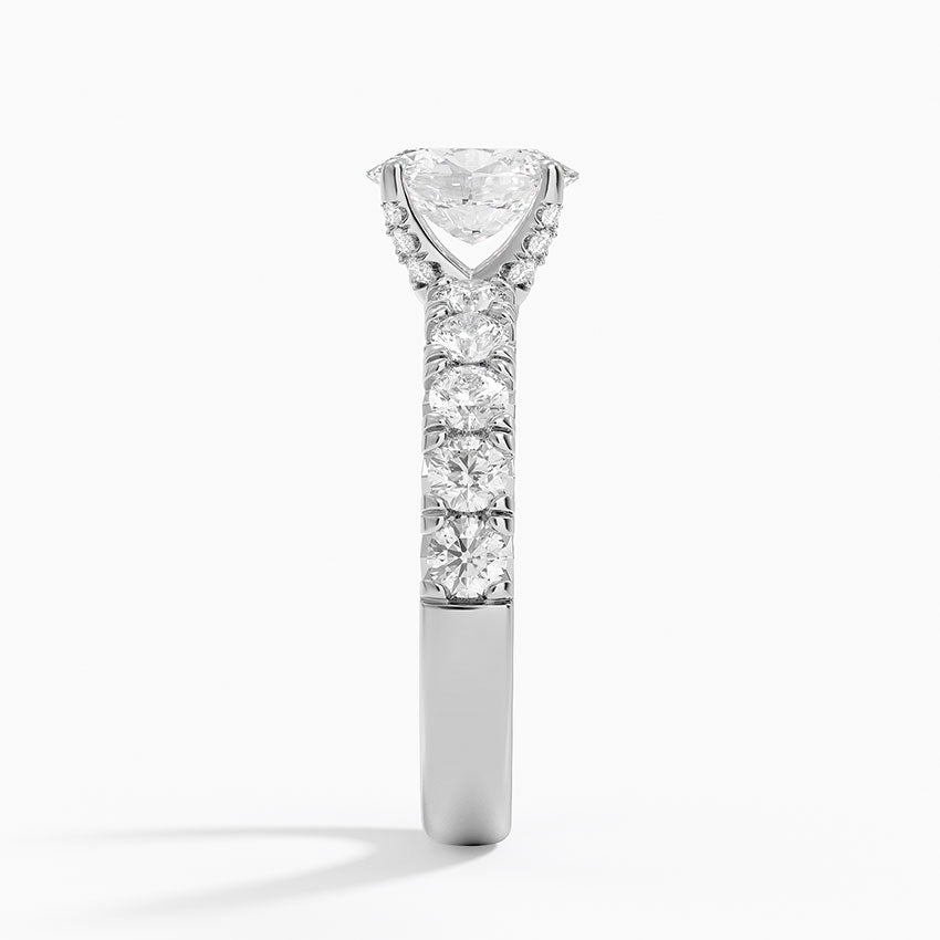 Ellora Half Coverage Diamond Ring Platinum Oval Engagement Ring