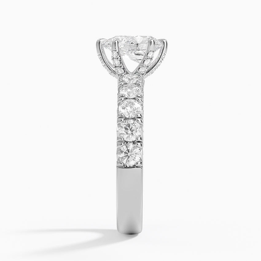 Ellora Half Coverage Diamond Ring Platinum Pear Engagement Ring