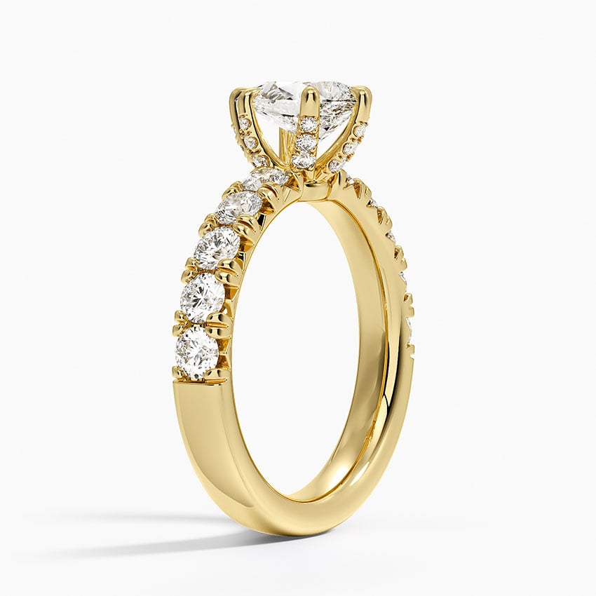 Ellora Half Coverage Diamond Ring Yellow Gold 18k Pear Engagement Ring