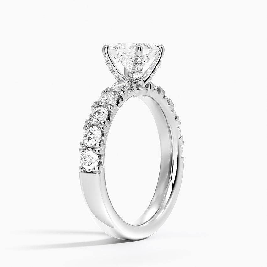 Ellora Half Coverage Diamond Ring Platinum Princess Engagement Ring