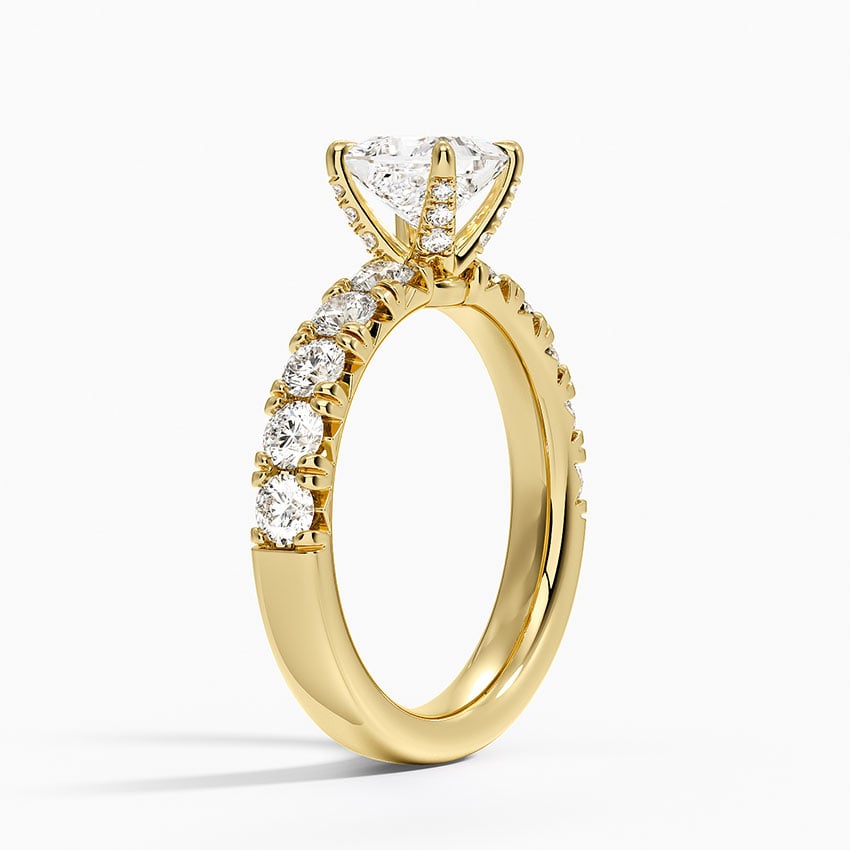 Ellora Half Coverage Diamond Ring Yellow Gold 18k Princess Engagement Ring