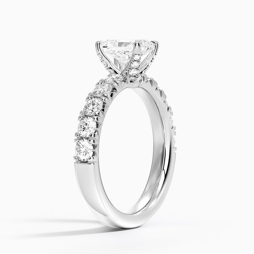 Ellora Half Coverage Diamond Ring Platinum Radiant Engagement Ring