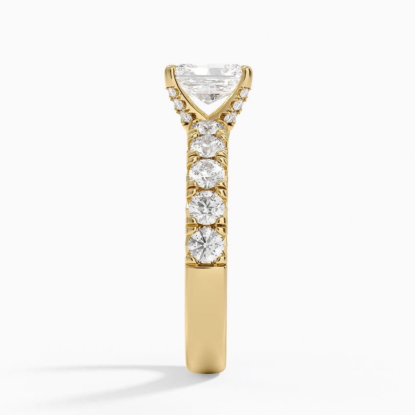 Ellora Half Coverage Diamond Ring Yellow Gold 18k Radiant Engagement Ring
