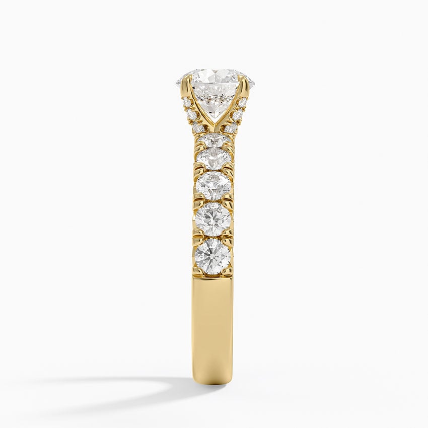 Ellora Half Coverage Diamond Ring Yellow Gold 18k Round Engagement Ring