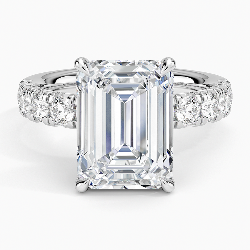 Ellora Half Coverage Diamond Ring Platinum Emerald Engagement Ring