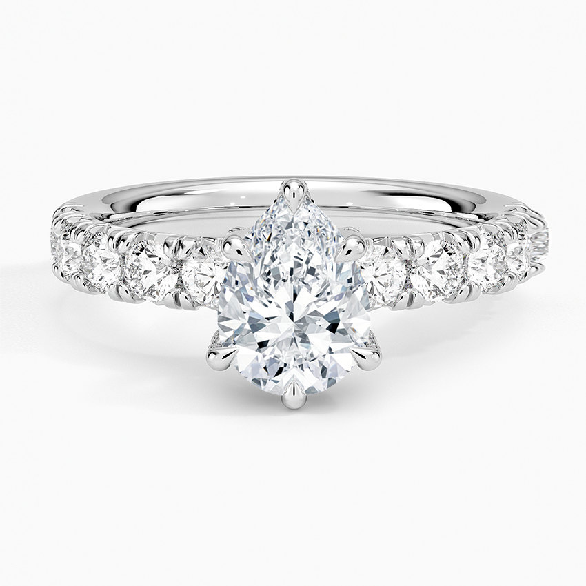 Ellora Half Coverage Diamond Ring Platinum Pear Engagement Ring