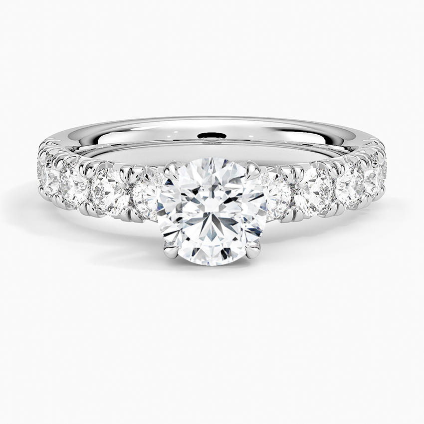 Ellora Three-Quarter Coverage Diamond Ring Platinum Round Engagement Ring