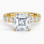 Ellora Half Coverage Diamond Ring Yellow Gold 18k Asscher Engagement Ring
