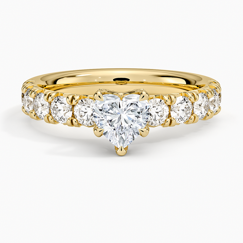 Ellora Half Coverage Diamond Ring Yellow Gold 18k Heart Engagement Ring