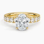 Ellora Half Coverage Diamond Ring Yellow Gold 18k Oval Engagement Ring