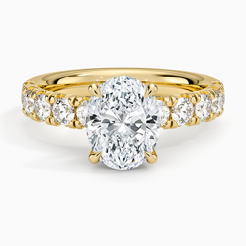 Ellora Half Coverage Diamond Ring Yellow Gold 18k Oval Engagement Ring