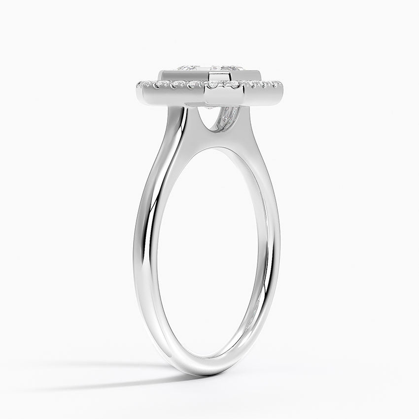 Bezel Halo Diamond Ring (1/4 ct. tw.) Platinum Asscher Engagement Ring
