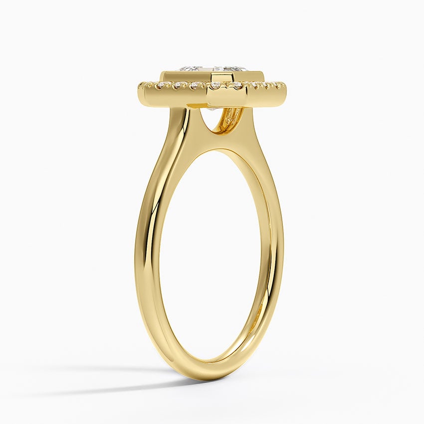 Bezel Halo Diamond Ring (1/4 ct. tw.) Yellow Gold 18k Asscher Engagement Ring