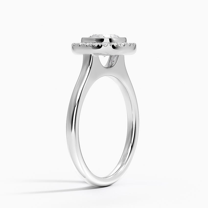 Bezel Halo Diamond Ring (1/4 ct. tw.) Platinum Cushion Engagement Ring