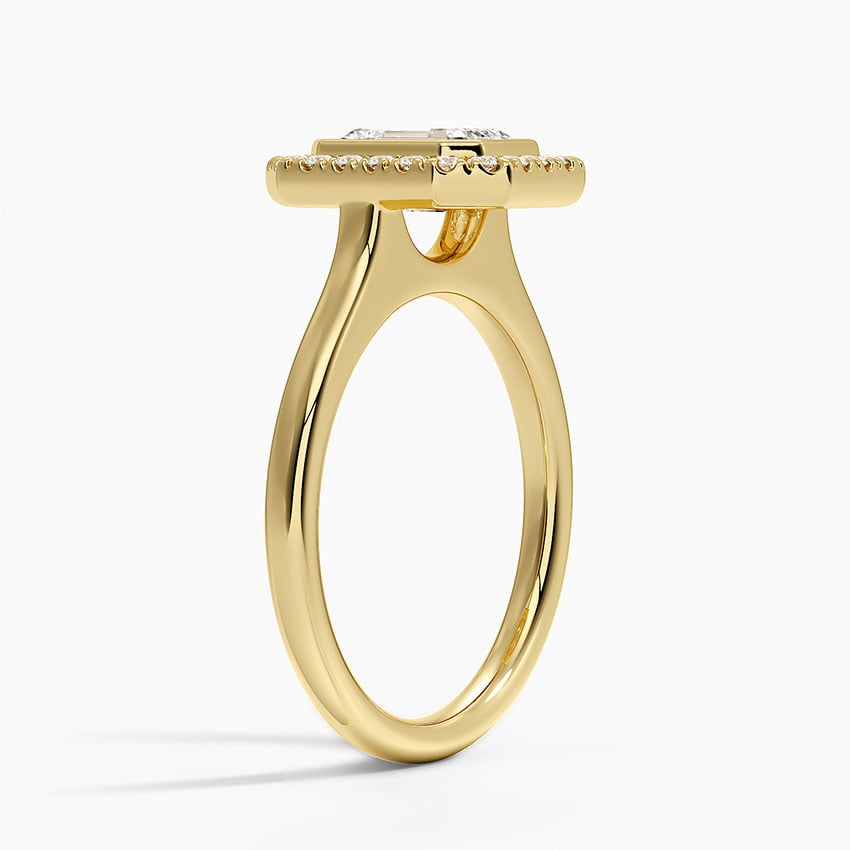 Bezel Halo Diamond Ring (1/4 ct. tw.) Yellow Gold 18k Emerald Engagement Ring