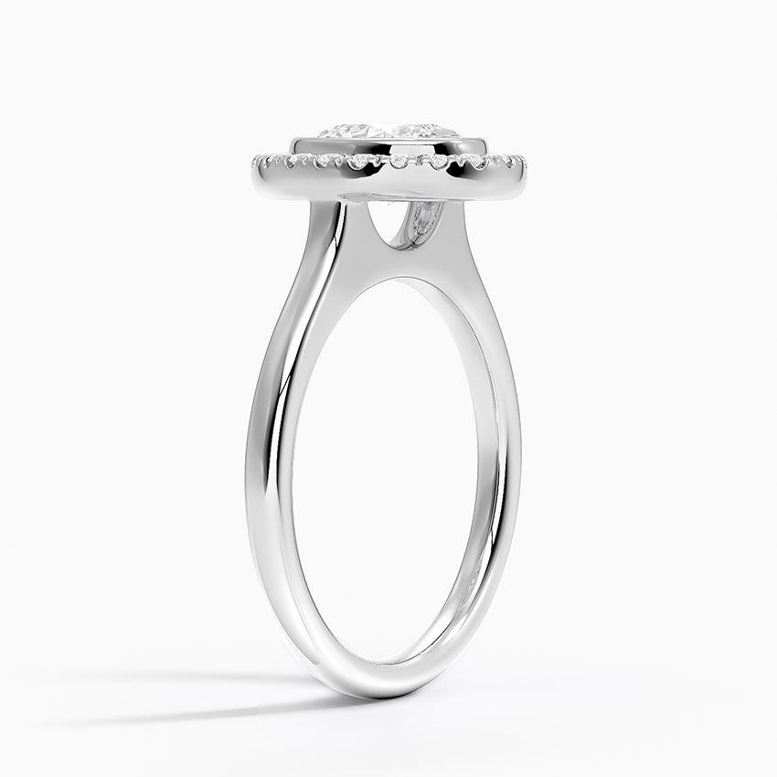 Bezel Halo Diamond Ring (1/4 ct. tw.) Platinum Oval Engagement Ring