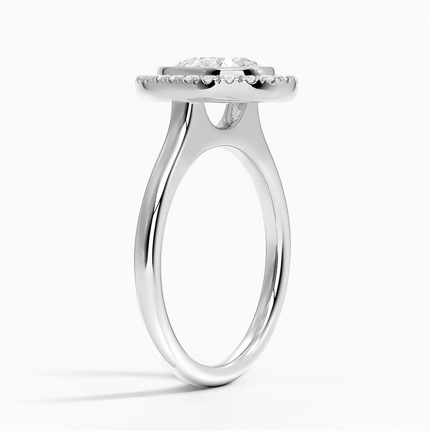 Bezel Halo Diamond Ring (1/4 ct. tw.) Platinum Pear Engagement Ring