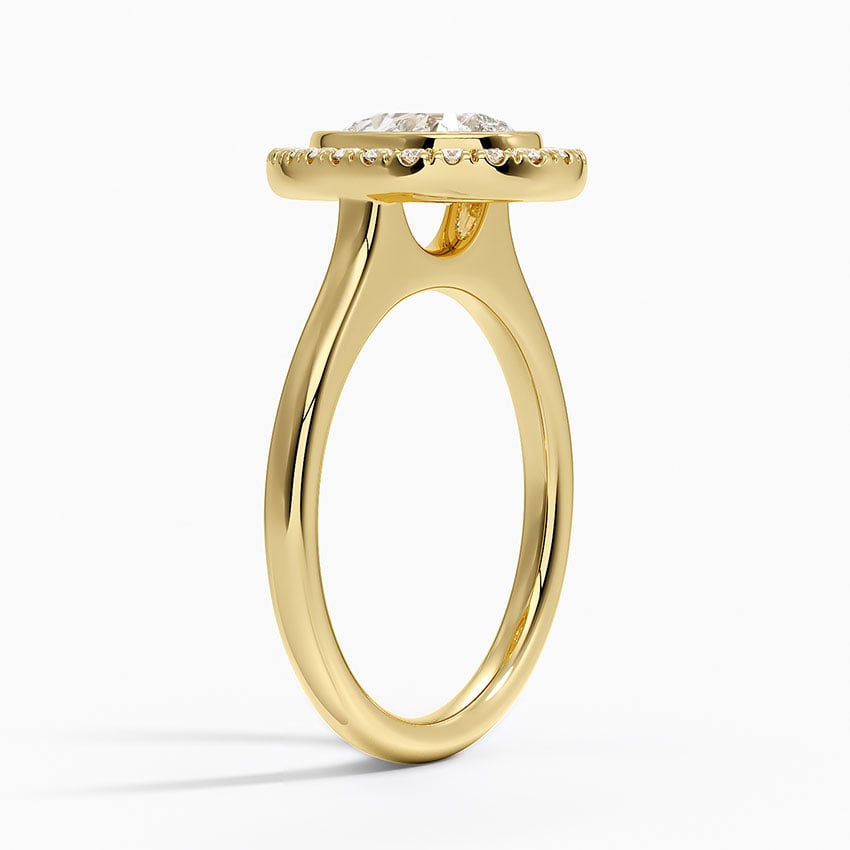 Bezel Halo Diamond Ring (1/4 ct. tw.) Yellow Gold 18k Pear Engagement Ring