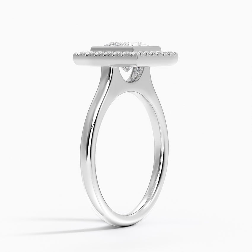 Bezel Halo Diamond Ring (1/4 ct. tw.) Platinum Princess Engagement Ring