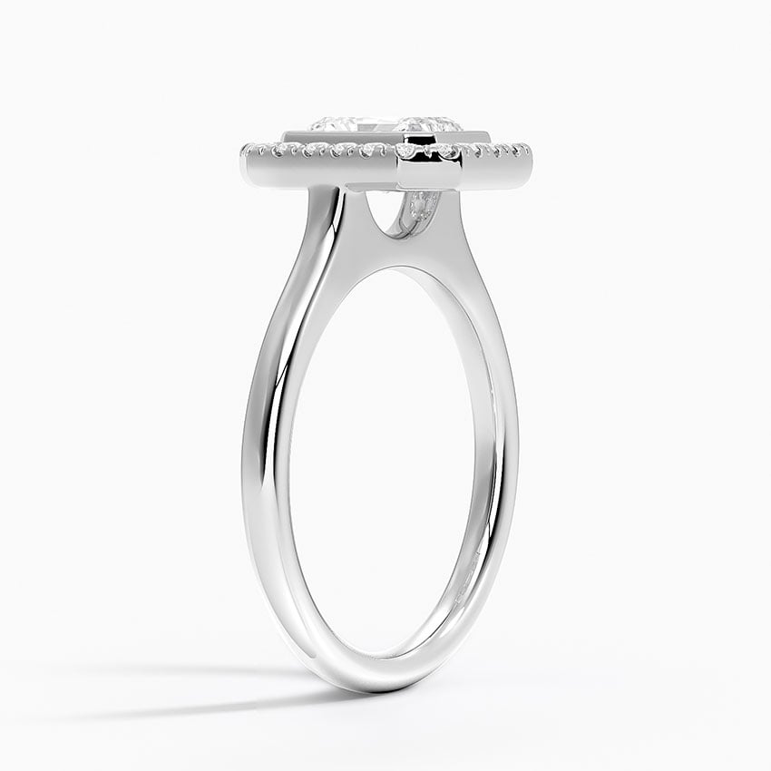 Bezel Halo Diamond Ring (1/4 ct. tw.) Platinum Radiant Engagement Ring