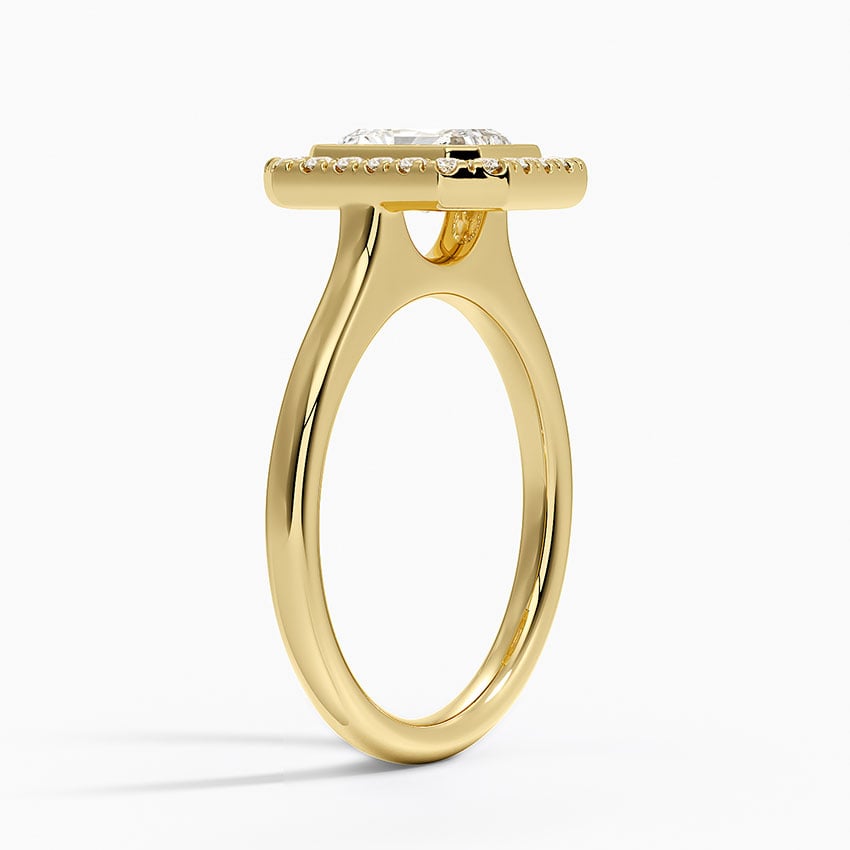 Bezel Halo Diamond Ring (1/4 ct. tw.) Yellow Gold 18k Radiant Engagement Ring