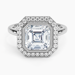 Bezel Halo Diamond Ring (1/4 ct. tw.) Platinum Asscher Engagement Ring