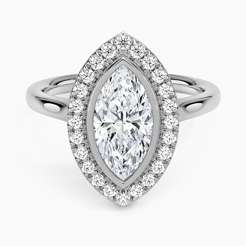 Bezel Halo Diamond Ring (1/4 ct. tw.) Platinum Marquise Engagement Ring