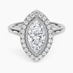 Bezel Halo Diamond Ring (1/4 ct. tw.) Platinum Marquise Engagement Ring