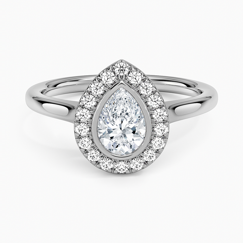 Bezel Halo Diamond Ring (1/4 ct. tw.) Platinum Pear Engagement Ring