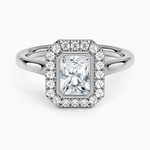 Bezel Halo Diamond Ring (1/4 ct. tw.) Platinum Radiant Engagement Ring