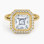 Bezel Halo Diamond Ring (1/4 ct. tw.) Yellow Gold 18k Asscher Engagement Ring