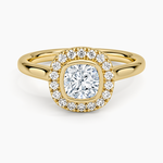 Bezel Halo Diamond Ring (1/4 ct. tw.) Yellow Gold 18k Cushion Engagement Ring