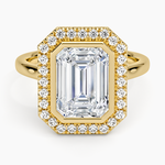 Bezel Halo Diamond Ring (1/4 ct. tw.) Yellow Gold 18k Emerald Engagement Ring