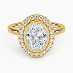 Bezel Halo Diamond Ring (1/4 ct. tw.) Yellow Gold 18k Oval Engagement Ring