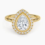 Bezel Halo Diamond Ring (1/4 ct. tw.) Yellow Gold 18k Pear Engagement Ring