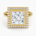 Bezel Halo Diamond Ring (1/4 ct. tw.) Yellow Gold 18k Princess Engagement Ring