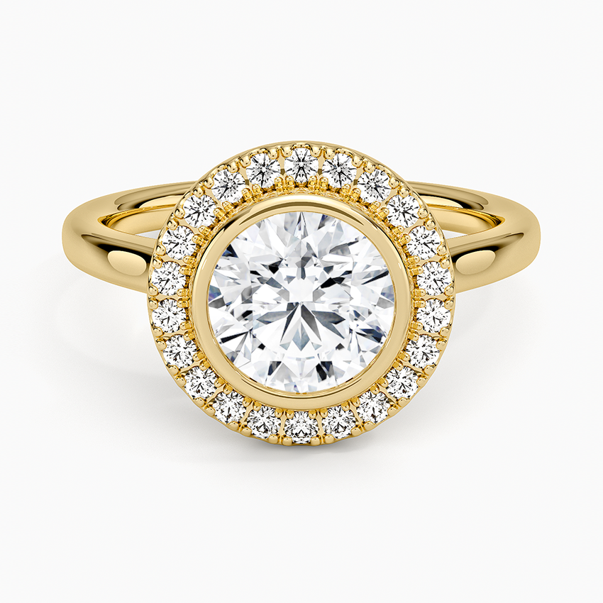 Bezel Halo Diamond Ring (1/4 ct. tw.) Yellow Gold 18k Round Engagement Ring