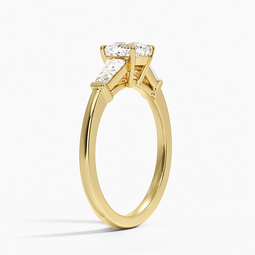 Symphony Tapered Baguette Three Stone Diamond Ring (1/2 ct. tw.) Yellow Gold 18k Cushion Engagement Ring