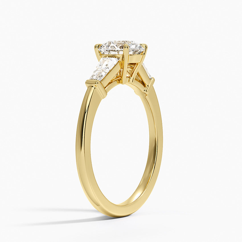 Symphony Tapered Baguette Three Stone Diamond Ring (1/2 ct. tw.) Yellow Gold 18k Round Engagement Ring