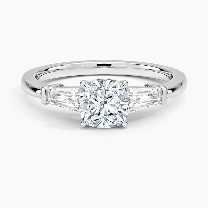 Symphony Tapered Baguette Three Stone Diamond Ring (1/2 ct. tw.) Platinum Cushion Engagement Ring