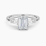Symphony Double Prong Three Stone Diamond Ring (1/2 ct. tw.) Platinum Emerald Engagement Ring