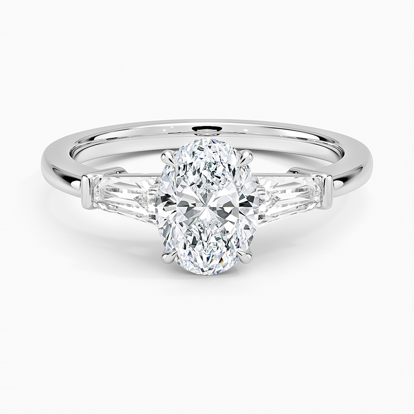 Symphony Tapered Baguette Three Stone Diamond Ring (1/2 ct. tw.) Platinum Oval Engagement Ring