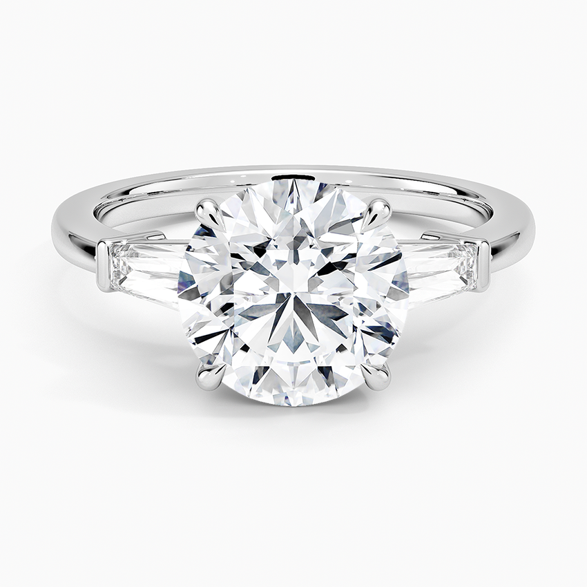 Symphony Tapered Baguette Three Stone Diamond Ring (1/2 ct. tw.) Platinum Round Engagement Ring