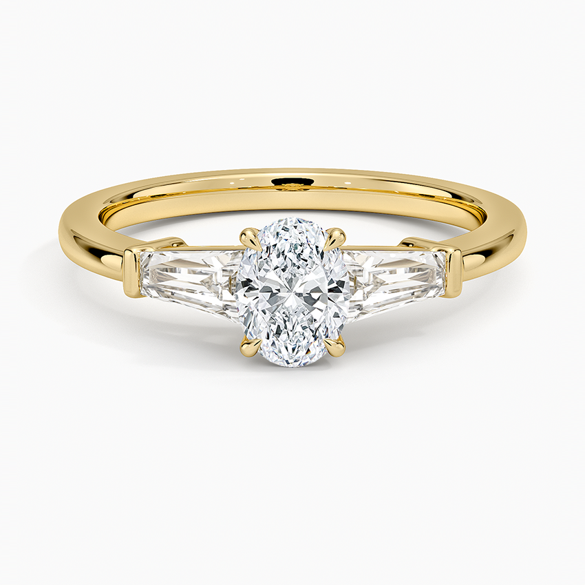 Symphony Tapered Baguette Three Stone Diamond Ring (1/2 ct. tw.) Yellow Gold 18k Oval Engagement Ring