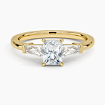 Symphony Tapered Baguette Three Stone Diamond Ring (1/2 ct. tw.) Yellow Gold 18k Radiant Engagement Ring