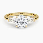 Symphony Tapered Baguette Three Stone Diamond Ring (1/2 ct. tw.) Yellow Gold 18k Round Engagement Ring