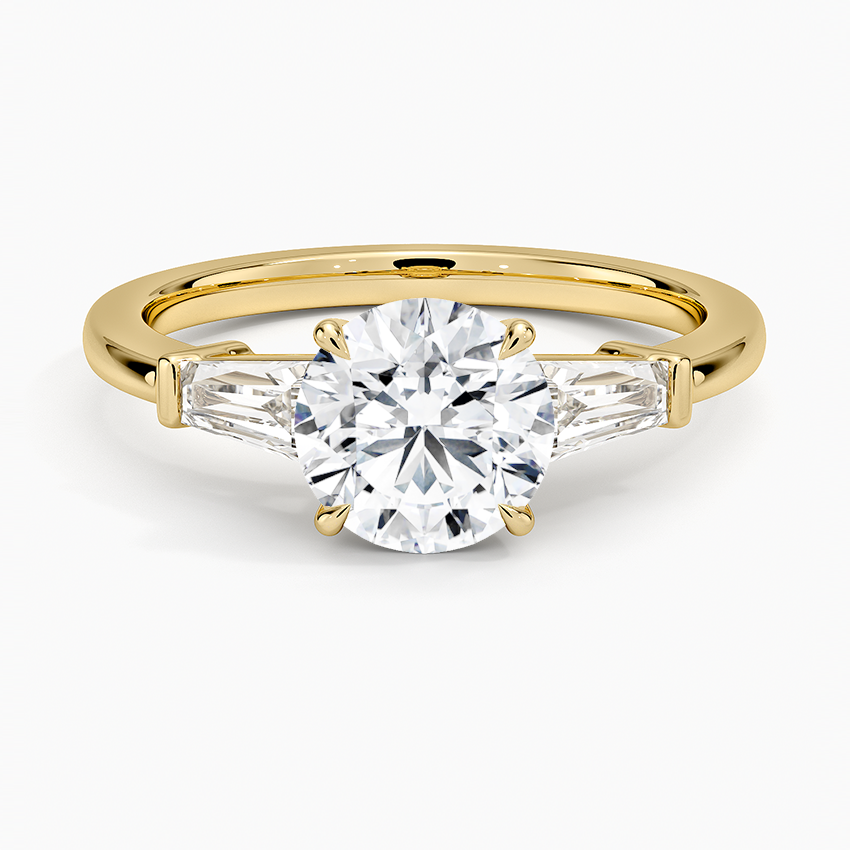 Symphony Tapered Baguette Three Stone Diamond Ring (1/2 ct. tw.) Yellow Gold 18k Round Engagement Ring