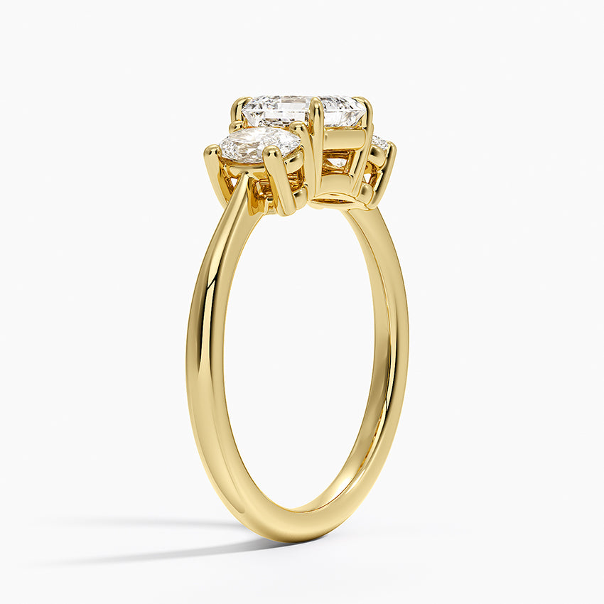 Oval-Cut Three Stone Diamond Ring (1/2 ct. tw.) Yellow Gold 18k Asscher Engagement Ring