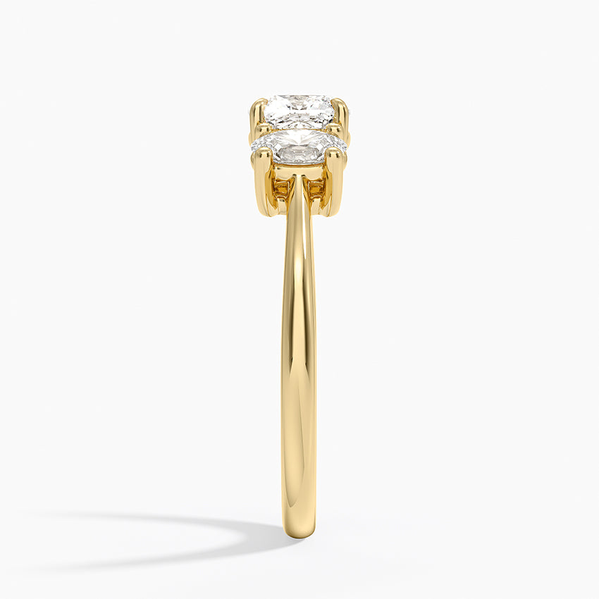 Oval-Cut Three Stone Diamond Ring (1/2 ct. tw.) Yellow Gold 18k Cushion Engagement Ring