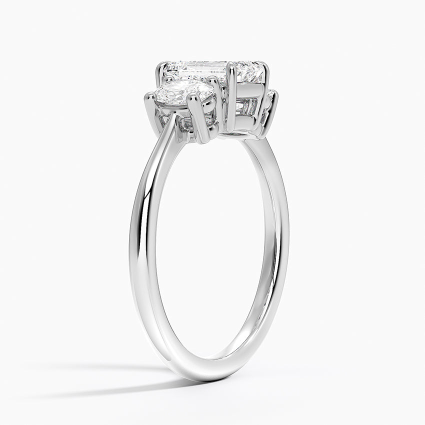 Oval-Cut Three Stone Diamond Ring (1/2 ct. tw.) Platinum Emerald Engagement Ring